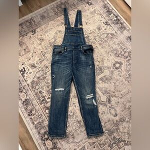 Blank NYC Classic Blue Distressed Denim Overalls